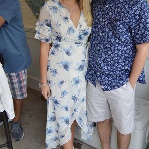 Floral High Low Ruffle Wrap Dress